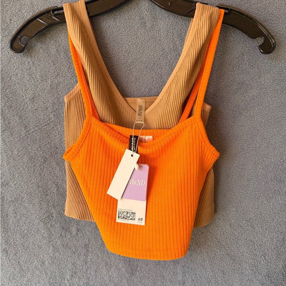 H&M Vibrant Orange and Classic Tan Camisoles